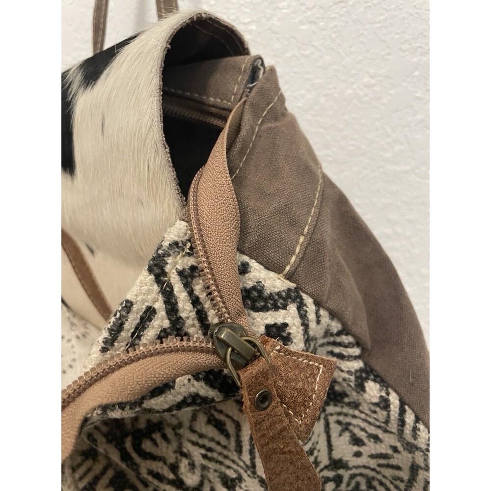 Cow Print Handbag Myra Bag leather Hairon Upcycled western Backpack Purse Bag - Picture 16 of 16